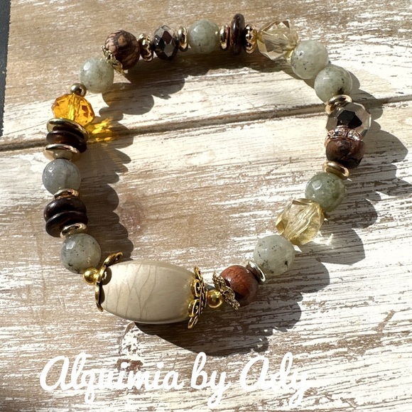 Labradorite chunky beaded bracelet/August birthstone - Picture 1 of 6